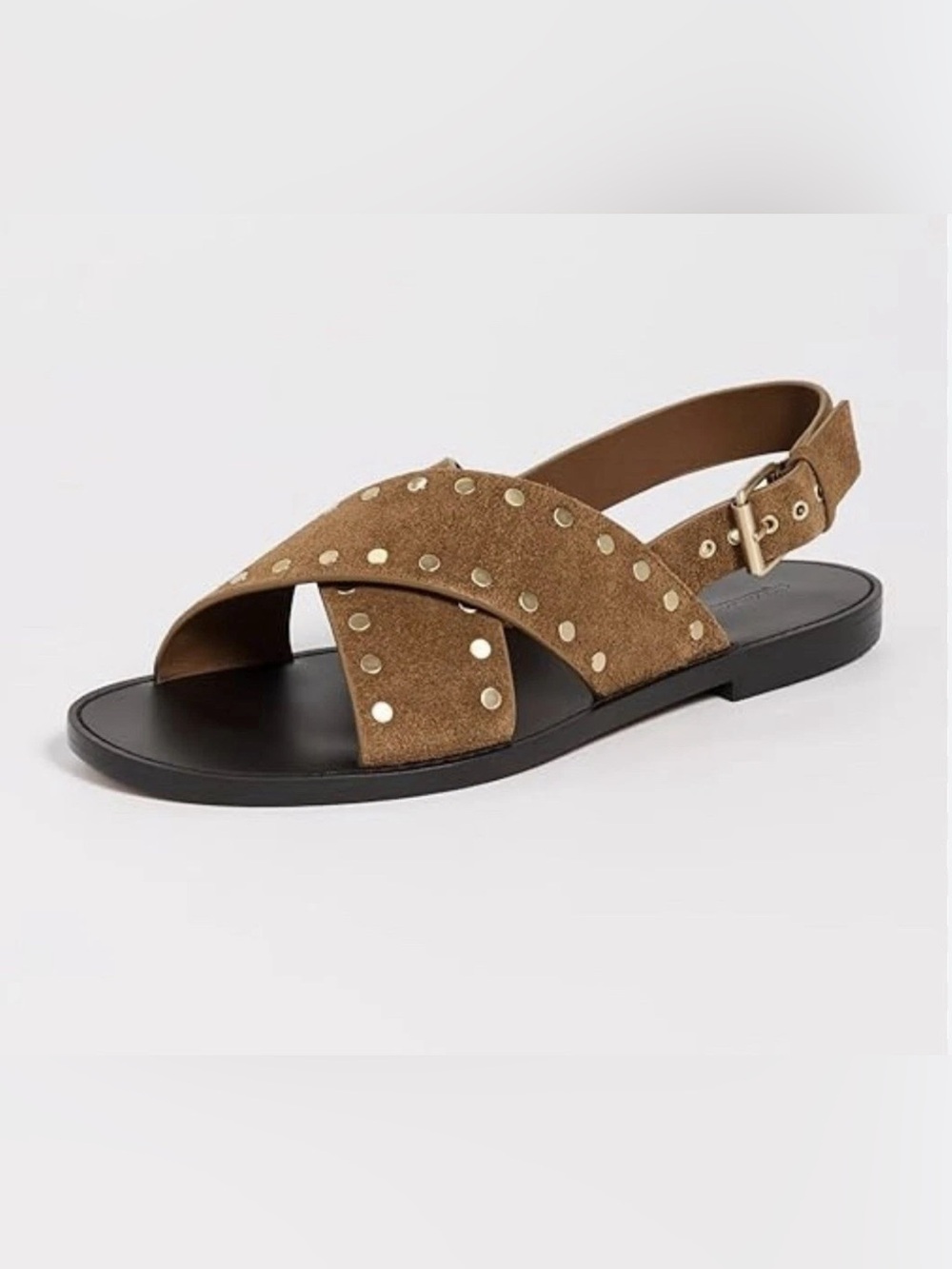 Madewell The Tuley Crossover Suede Brown Leather Boho Sandals Gold Studded 11